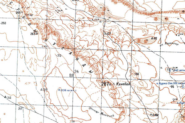 Уменьшенный фрагмент представленной топографической карты K-39-12 - Trasa.ru