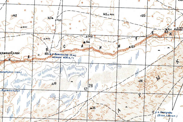 Уменьшенный фрагмент представленной топографической карты K-39-18 - Trasa.ru