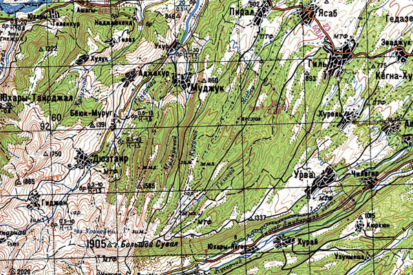 Уменьшенный фрагмент представленной топографической карты K-39-19 - Trasa.ru