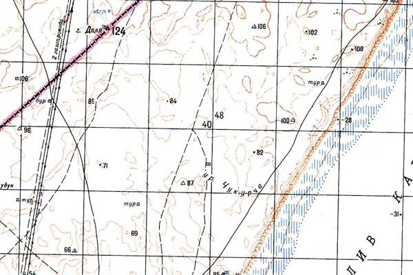 Уменьшенный фрагмент представленной топографической карты K-39-23 - Trasa.ru