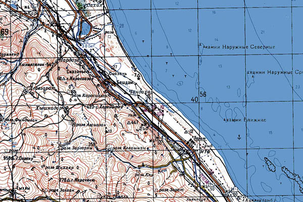 Уменьшенный фрагмент представленной топографической карты K-39-26 - Trasa.ru