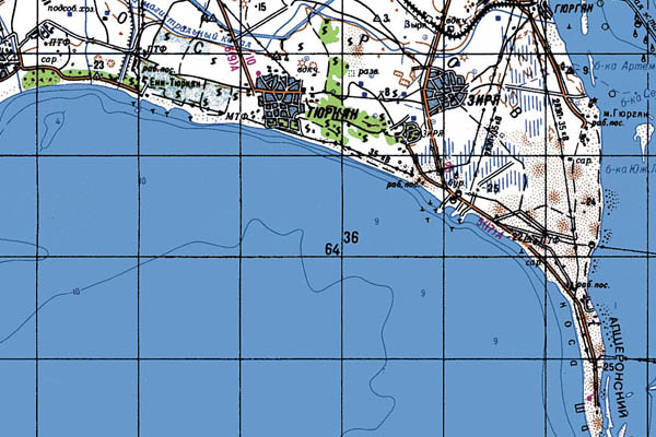 Уменьшенный фрагмент представленной топографической карты K-39-33 - Trasa.ru