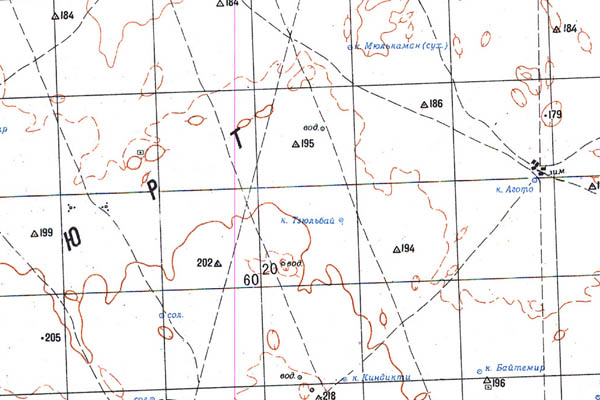 Уменьшенный фрагмент представленной топографической карты K-40-01 - Trasa.ru