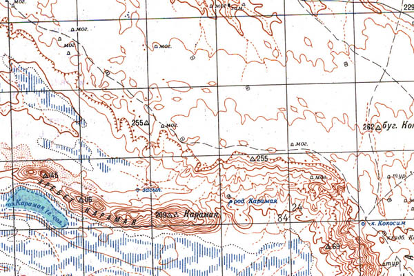 Уменьшенный фрагмент представленной топографической карты K-40-07 - Trasa.ru