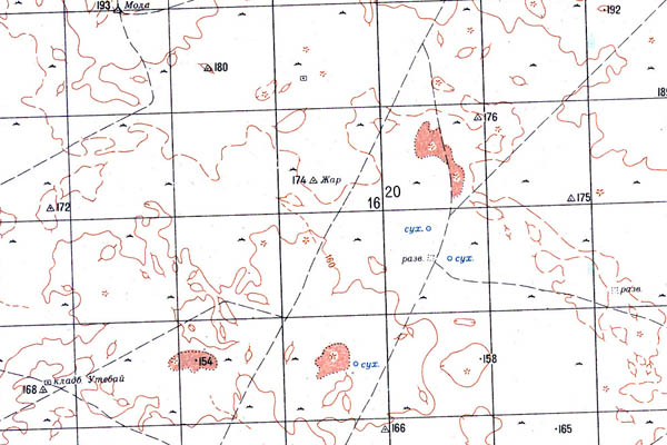 Уменьшенный фрагмент представленной топографической карты K-40-13 - Trasa.ru