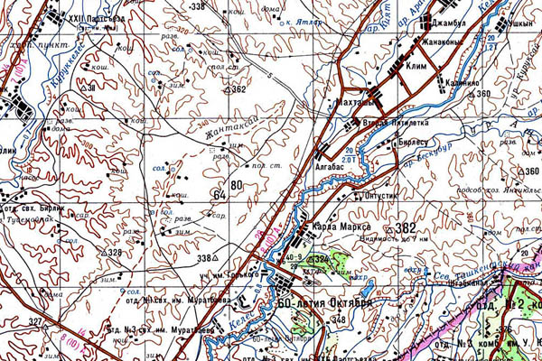 Уменьшенный фрагмент представленной топографической карты K-42-27 - Trasa.ru
