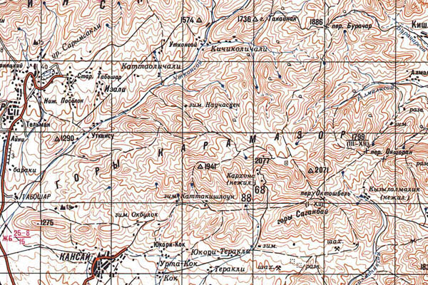 Уменьшенный фрагмент представленной топографической карты K-42-34 - Trasa.ru