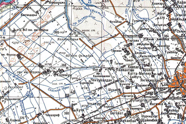 Уменьшенный фрагмент представленной топографической карты K-42-35 - Trasa.ru