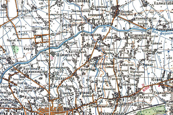 Уменьшенный фрагмент представленной топографической карты K-42-36 - Trasa.ru