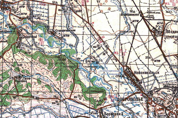 Уменьшенный фрагмент представленной топографической карты K-52-06 - Trasa.ru
