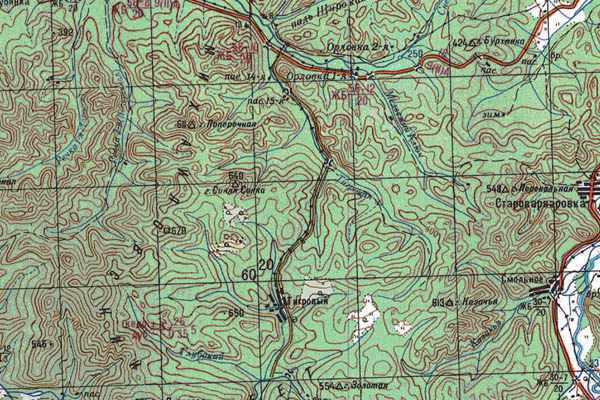 Уменьшенный фрагмент представленной топографической карты K-53-01 - Trasa.ru