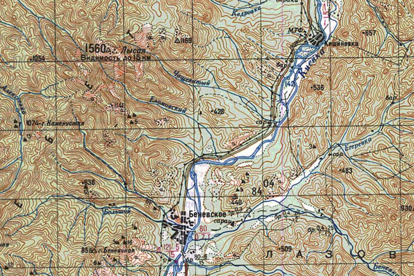 Уменьшенный фрагмент представленной топографической карты K-53-08 - Trasa.ru