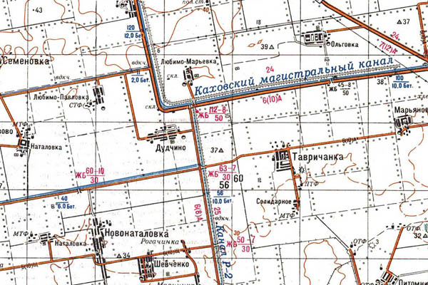 Уменьшенный фрагмент представленной топографической карты L-36-16 - Trasa.ru