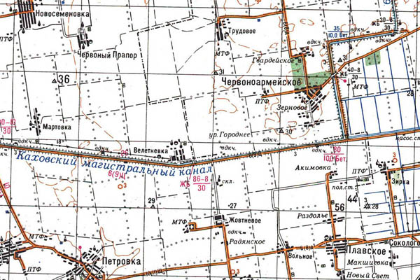 Уменьшенный фрагмент представленной топографической карты L-36-17 - Trasa.ru