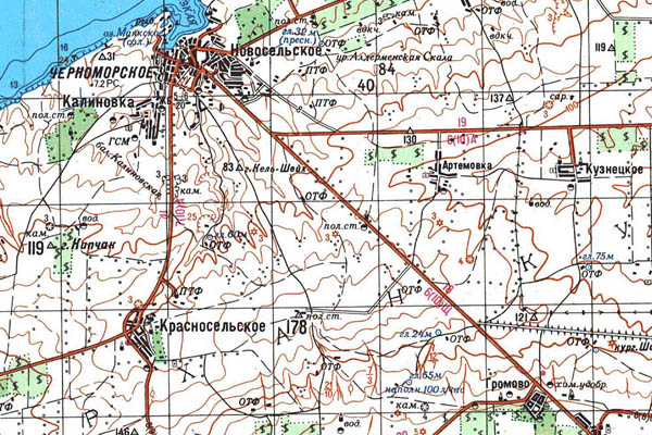 Уменьшенный фрагмент представленной топографической карты L-36-21 - Trasa.ru