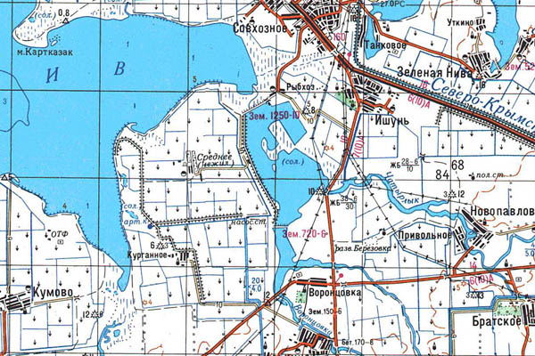Уменьшенный фрагмент представленной топографической карты L-36-22 - Trasa.ru
