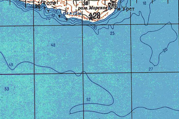 Уменьшенный фрагмент представленной топографической карты L-36-27 - Trasa.ru
