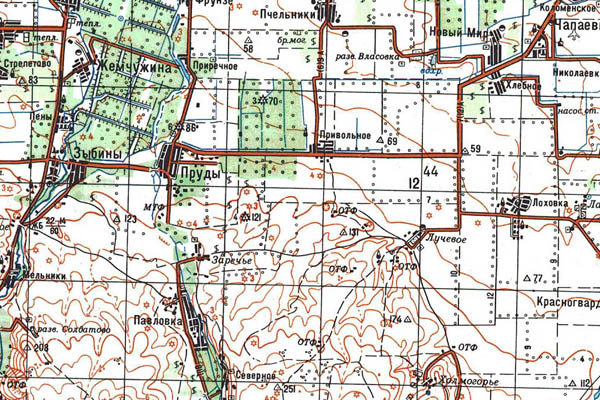 Уменьшенный фрагмент представленной топографической карты L-36-29 - Trasa.ru