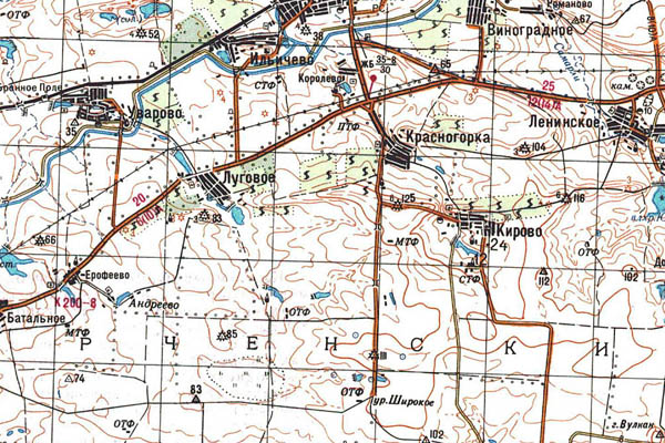 Уменьшенный фрагмент представленной топографической карты L-36-30 - Trasa.ru