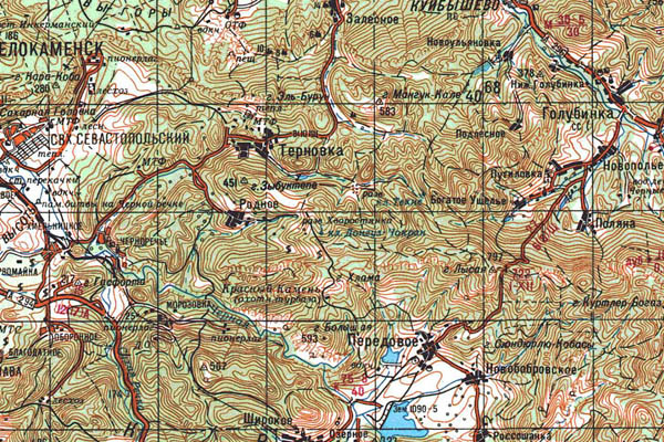 Уменьшенный фрагмент представленной топографической карты L-36-34 - Trasa.ru