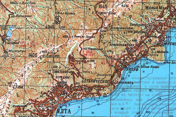 Уменьшенный фрагмент представленной топографической карты L-36-35 - Trasa.ru