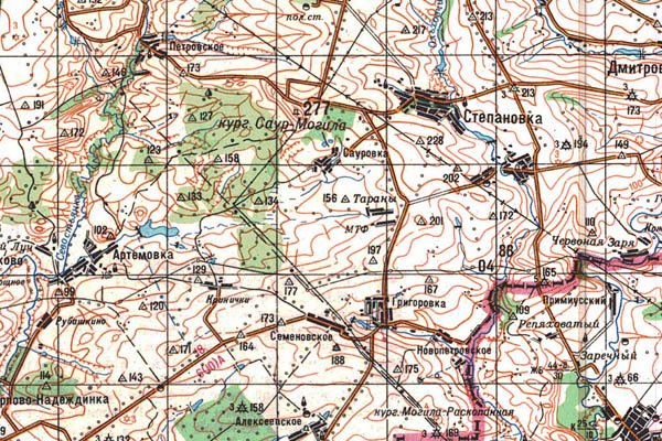 Уменьшенный фрагмент представленной топографической карты L-37-03 - Trasa.ru