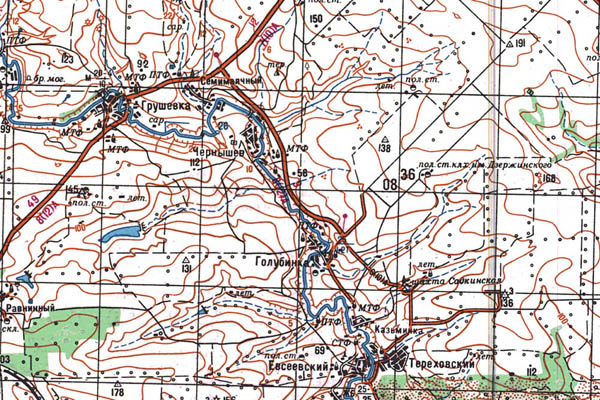 Уменьшенный фрагмент представленной топографической карты L-37-05 - Trasa.ru