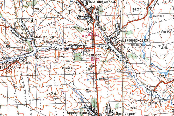 Уменьшенный фрагмент представленной топографической карты L-37-07 - Trasa.ru