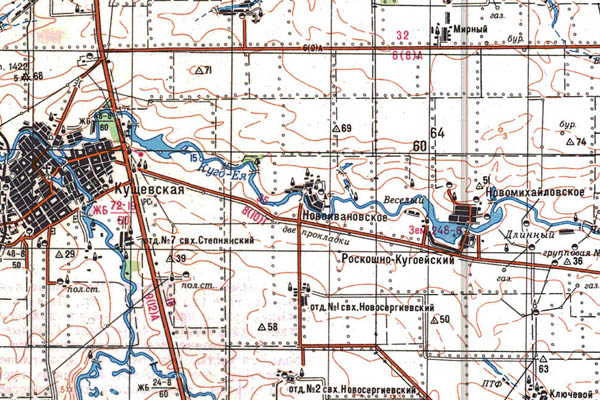 Уменьшенный фрагмент представленной топографической карты L-37-16 - Trasa.ru