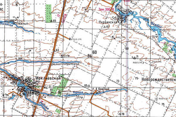 Уменьшенный фрагмент представленной топографической карты L-37-22 - Trasa.ru