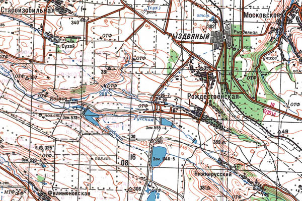 Уменьшенный фрагмент представленной топографической карты L-37-30 - Trasa.ru