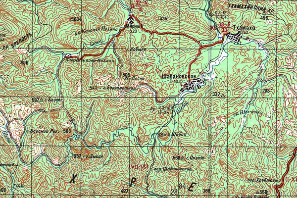 Уменьшенный фрагмент представленной топографической карты L-37-33 - Trasa.ru