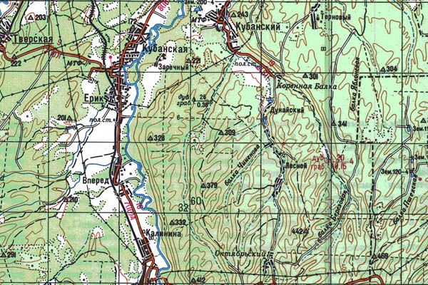 Уменьшенный фрагмент представленной топографической карты L-37-34 - Trasa.ru