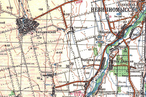 Уменьшенный фрагмент представленной топографической карты L-37-36 - Trasa.ru