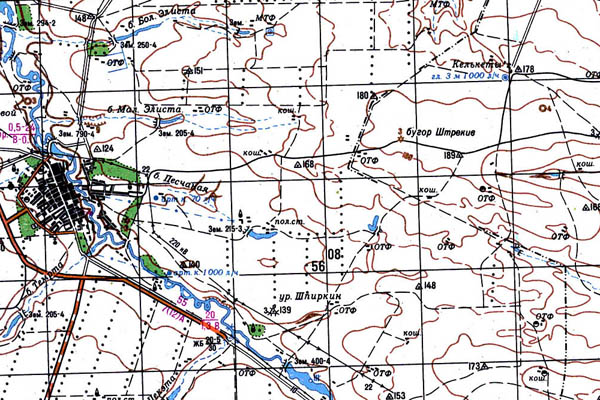 Уменьшенный фрагмент представленной топографической карты L-38-14 - Trasa.ru
