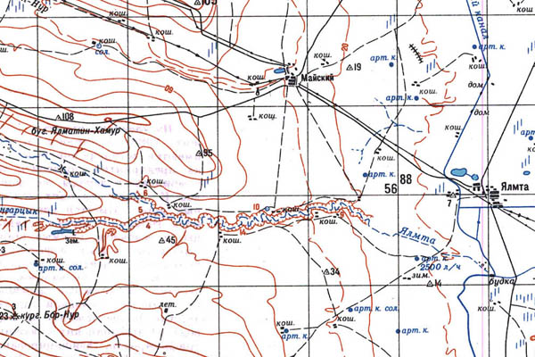 Уменьшенный фрагмент представленной топографической карты L-38-15 - Trasa.ru