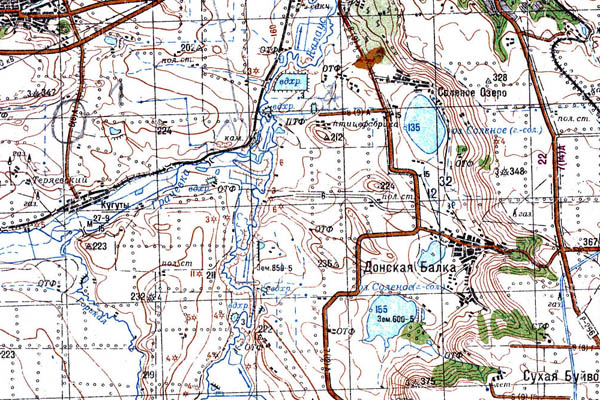 Уменьшенный фрагмент представленной топографической карты L-38-25 - Trasa.ru
