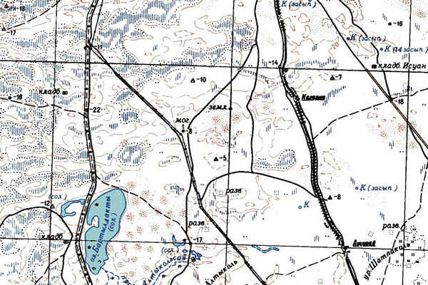 Уменьшенный фрагмент представленной топографической карты L-39-12 - Trasa.ru