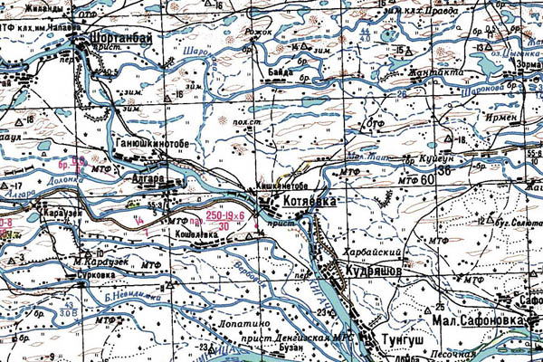 Уменьшенный фрагмент представленной топографической карты L-39-13 - Trasa.ru