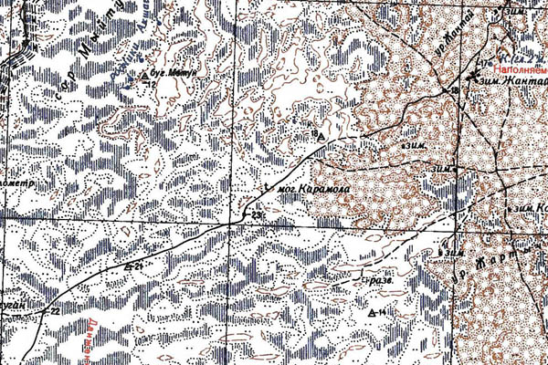 Уменьшенный фрагмент представленной топографической карты L-39-18 - Trasa.ru