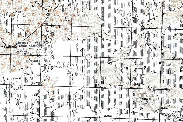 Уменьшенный фрагмент представленной топографической карты L-39-24 - Trasa.ru