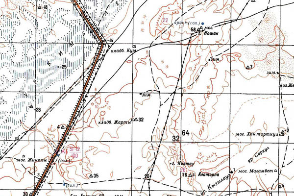 Уменьшенный фрагмент представленной топографической карты L-39-34 - Trasa.ru