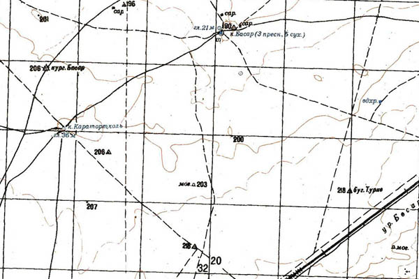 Уменьшенный фрагмент представленной топографической карты L-39-36 - Trasa.ru
