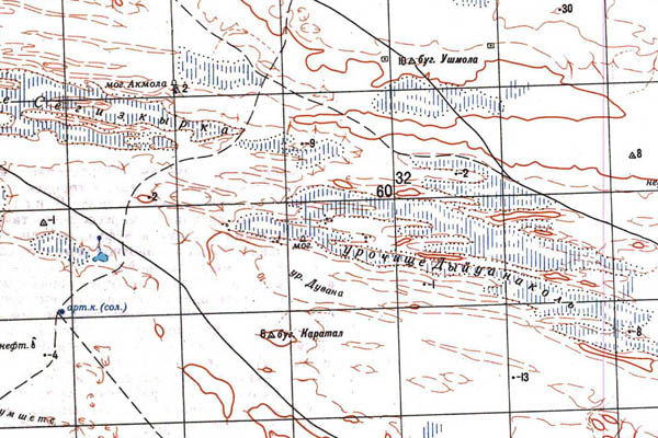 Уменьшенный фрагмент представленной топографической карты L-40-13 - Trasa.ru