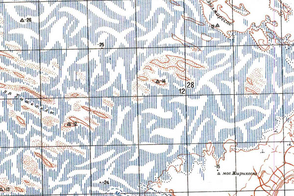 Уменьшенный фрагмент представленной топографической карты L-40-25 - Trasa.ru