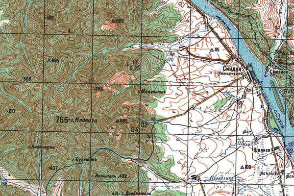 Уменьшенный фрагмент представленной топографической карты L-52-05 - Trasa.ru