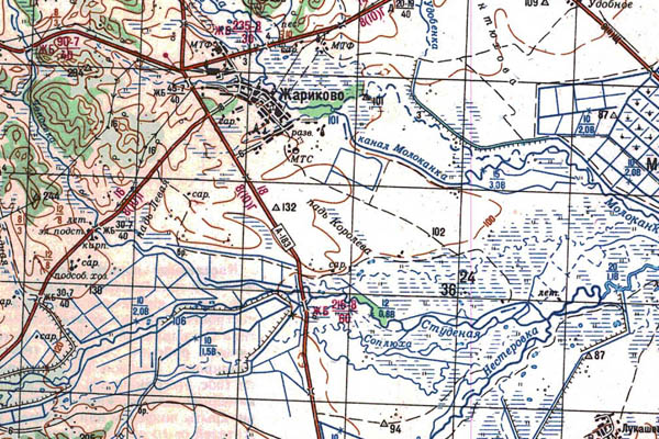 Уменьшенный фрагмент представленной топографической карты L-52-36 - Trasa.ru