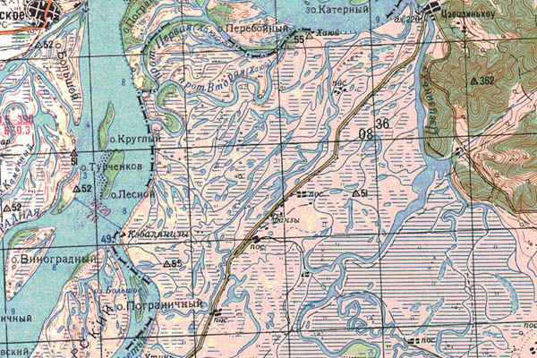Уменьшенный фрагмент представленной топографической карты L-53-01 - Trasa.ru