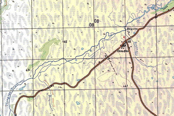 Уменьшенный фрагмент представленной топографической карты L-53-02 - Trasa.ru