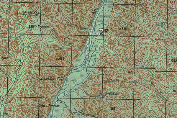 Уменьшенный фрагмент представленной топографической карты L-53-05 - Trasa.ru